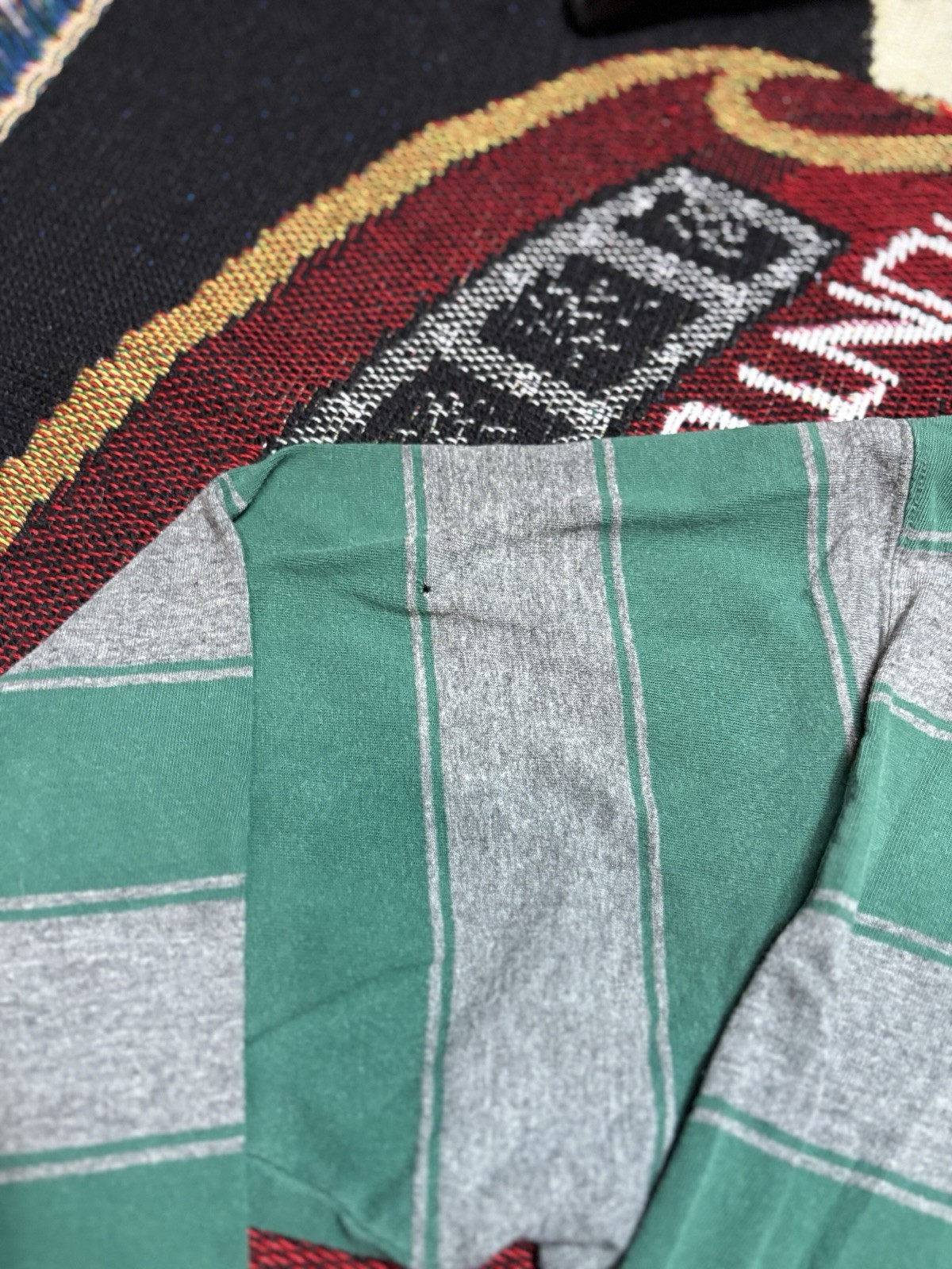 Vintage St Johns Bay Shirt Striped Green Gray Long Sleeve Medium Y2K Grunge gallery