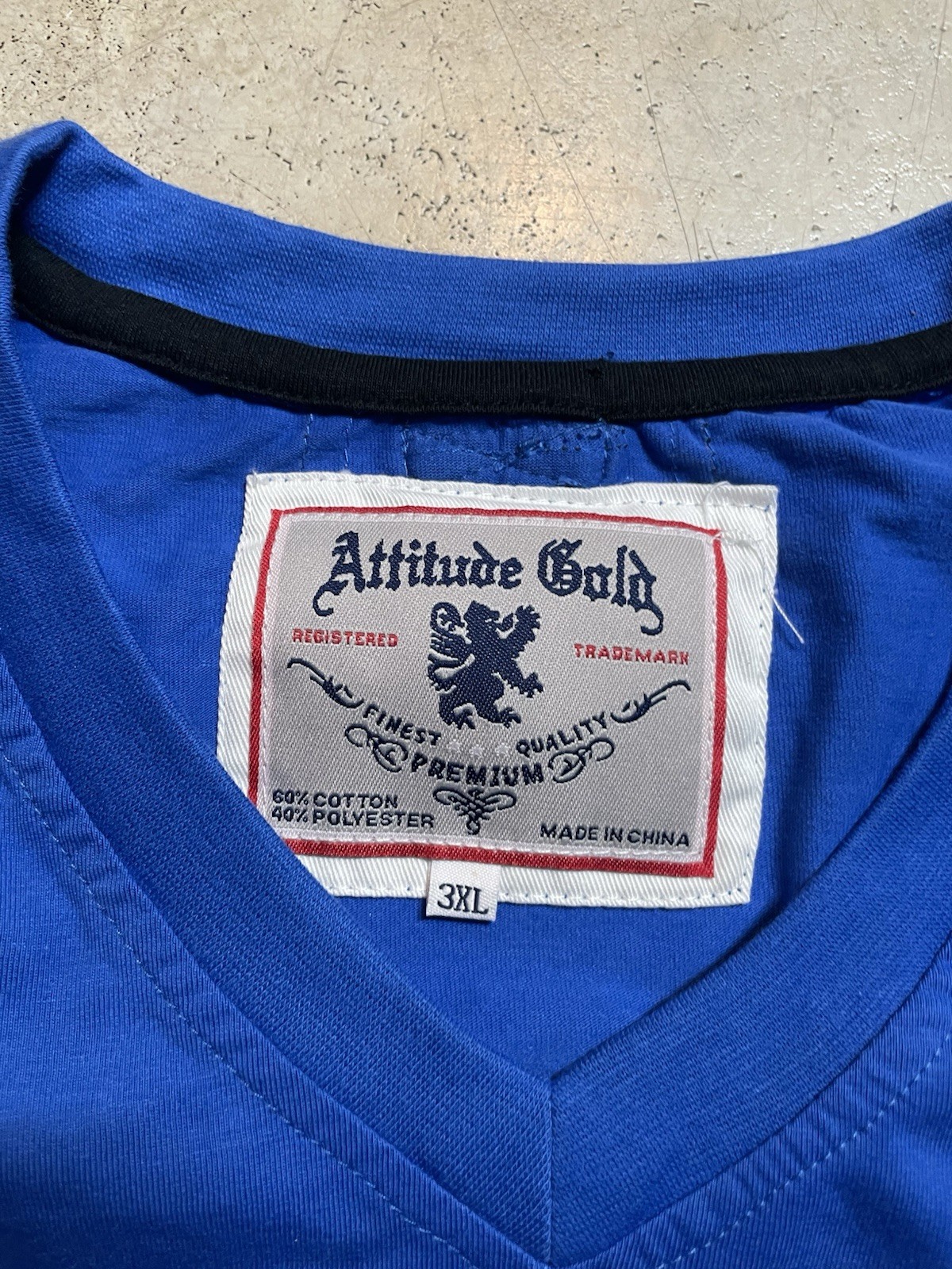 Attitude Gold Shirt Mens 3XL Blue Pocket Buttons Y2K Short Sleeve V-neck NWT gallery