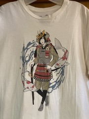 POPKILLER, SCI FI GIRL KOI SAMURAI, Classic Tee, Very Pale Yellow, NWOT