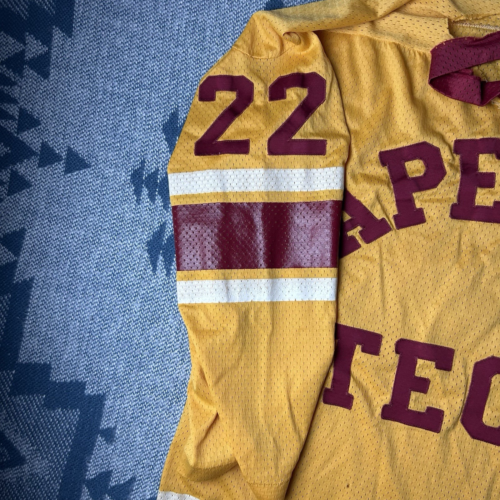 Vintage 70s Champion Blue Bar Cape Cod Tech Hockey Jersey Shirt Large gallery