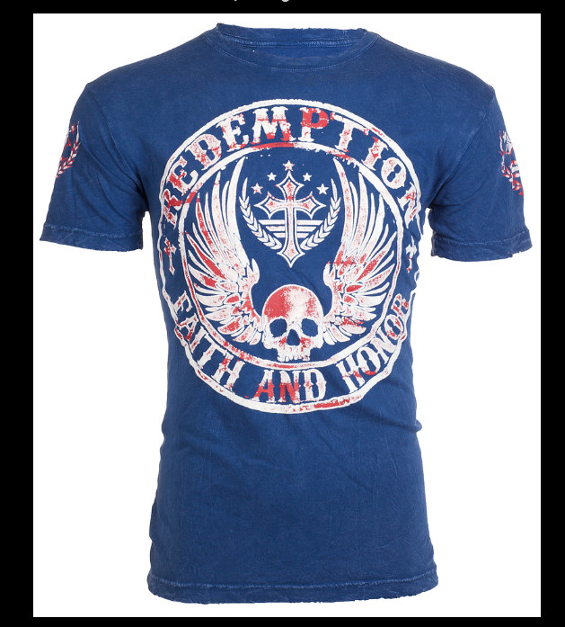 ARCHAIC by AFFLICTION American Flag CROSSED DEATH Short Sleeve Slim Fit T-shirt gallery