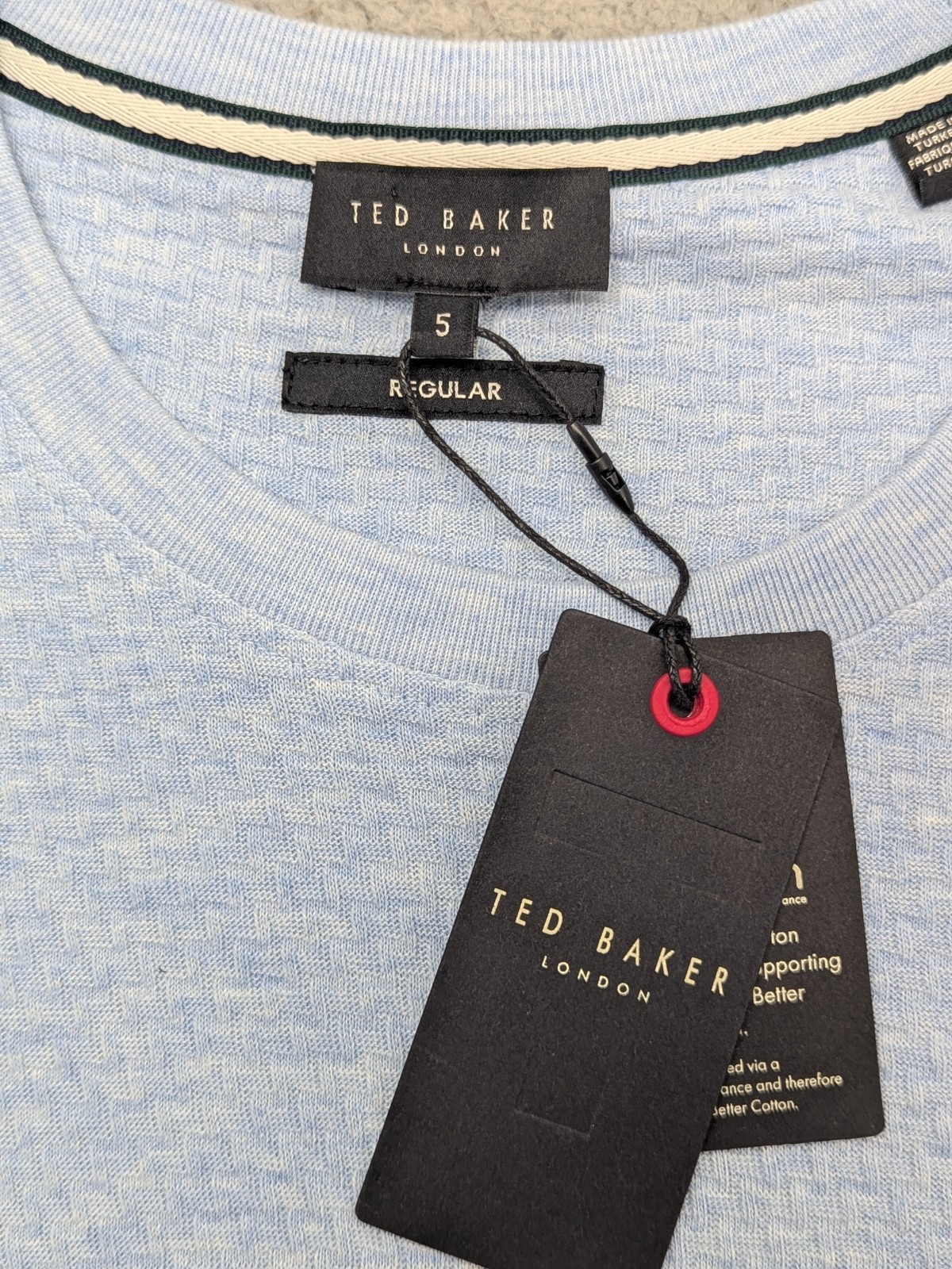 Ted Baker T-Shirt Mens Sz 5 XL Blue Crew Neck SS London $105 gallery