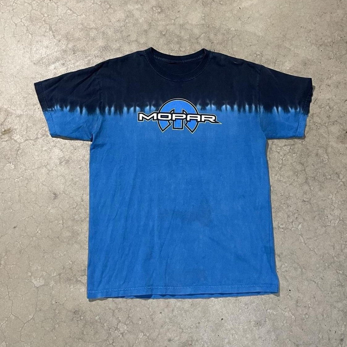 Mopar Men’s M Cotton Blue/Black Logo Graphic Print Crew Neck Short Sleeve Tee