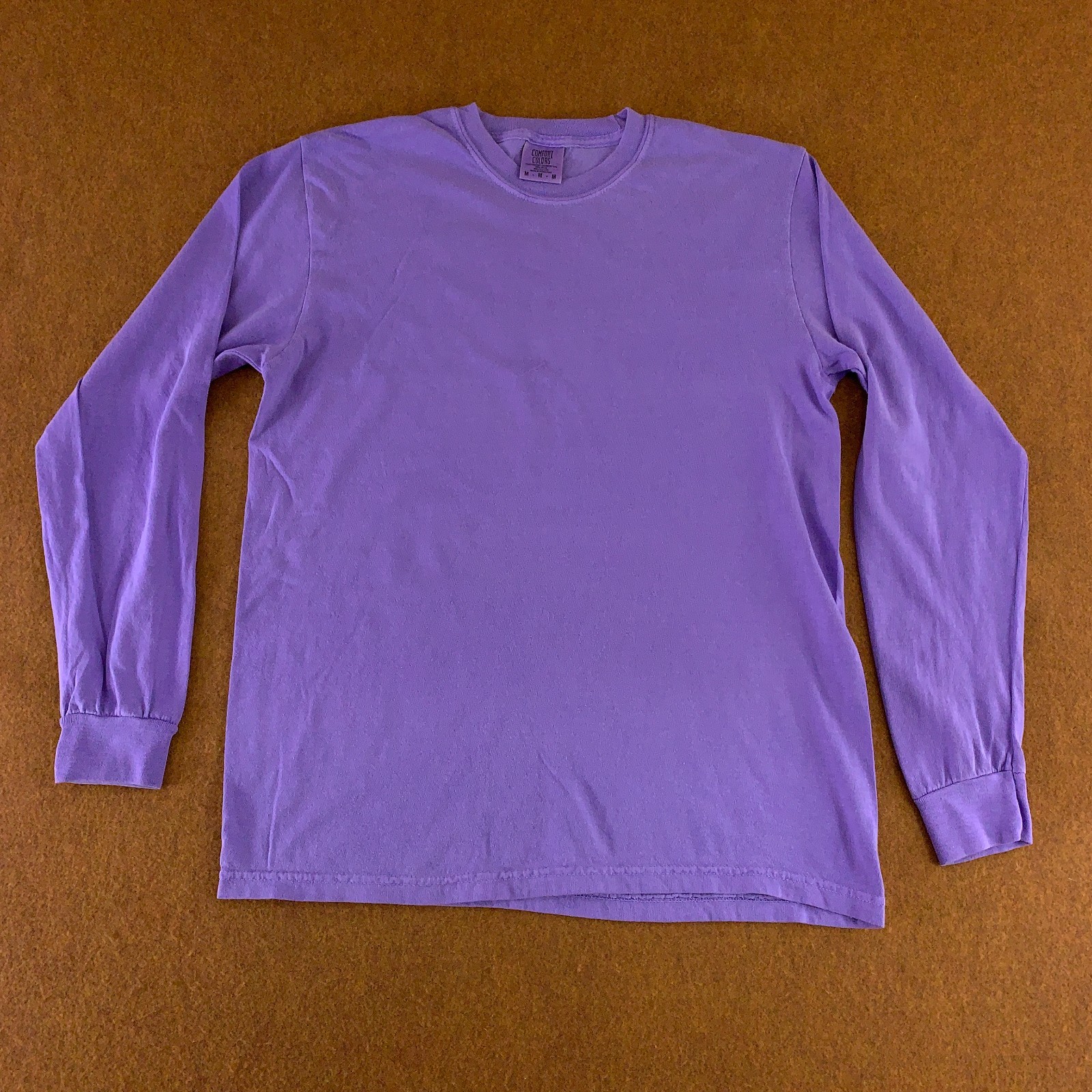 Comfort Colors Mens Medium Purple Heavyweight Long Sleeve Crew Neck T-Shirt New gallery