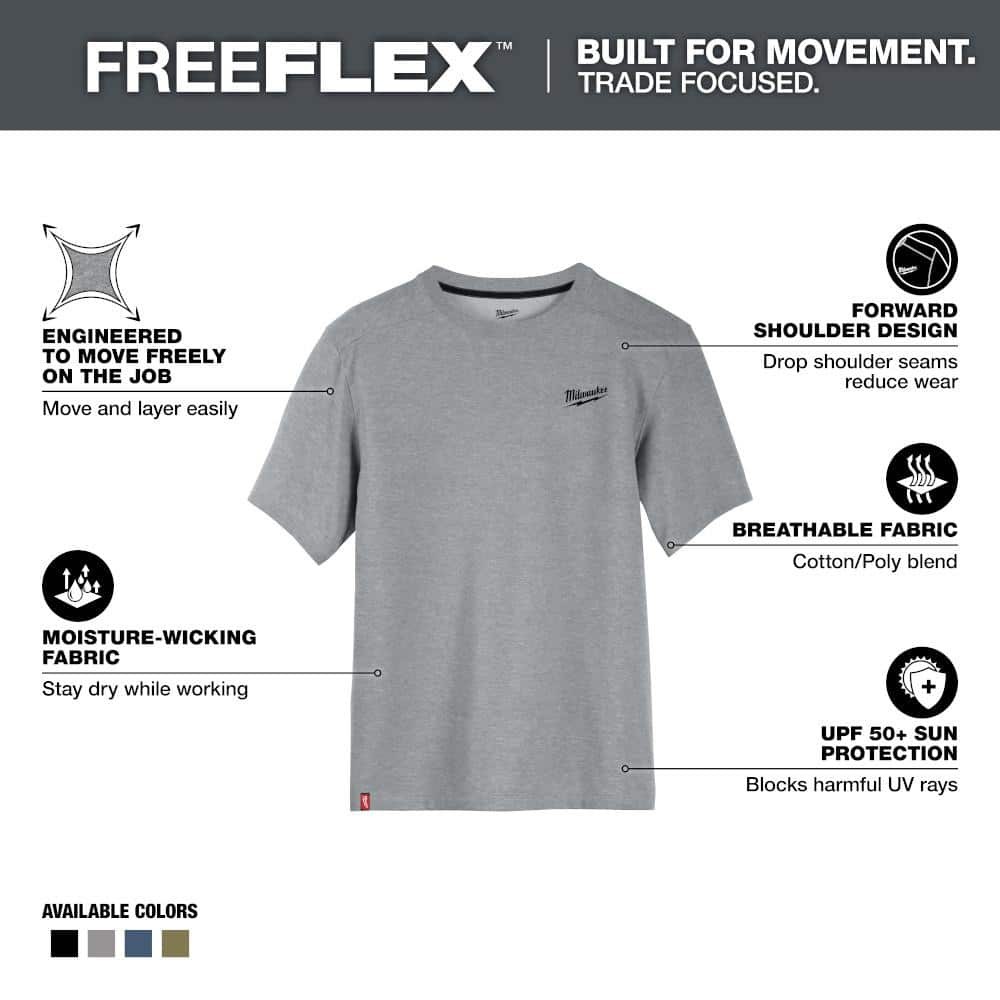 Milwaukee Men's Large Gray Cotton/Polyester Short-Sleeve Hybrid Work T-Shirt gallery