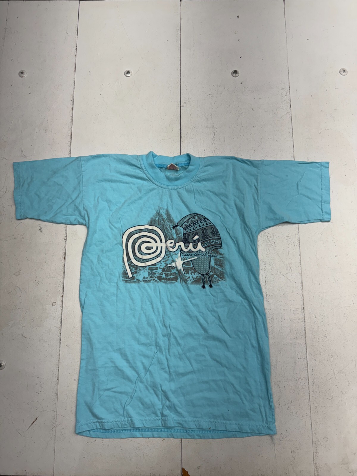 Marca Peru Blue Print Short Sleeve T Shirt Unisex Adults size Medium gallery