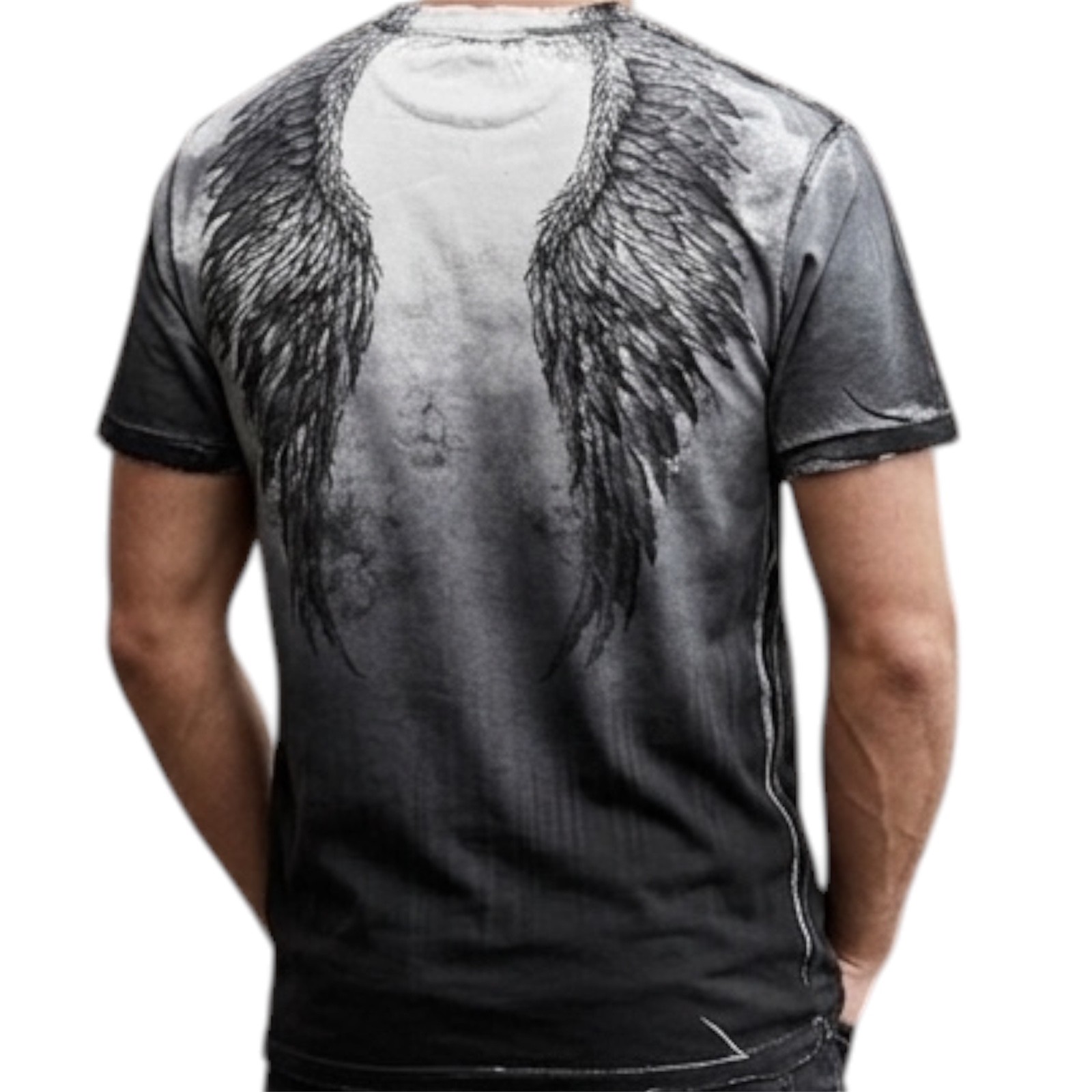 Rare $56 AFFLICTION Silver UPWARD Short Sleeve Slim Fit Y2K Mens T-shirt 3XL NWT gallery