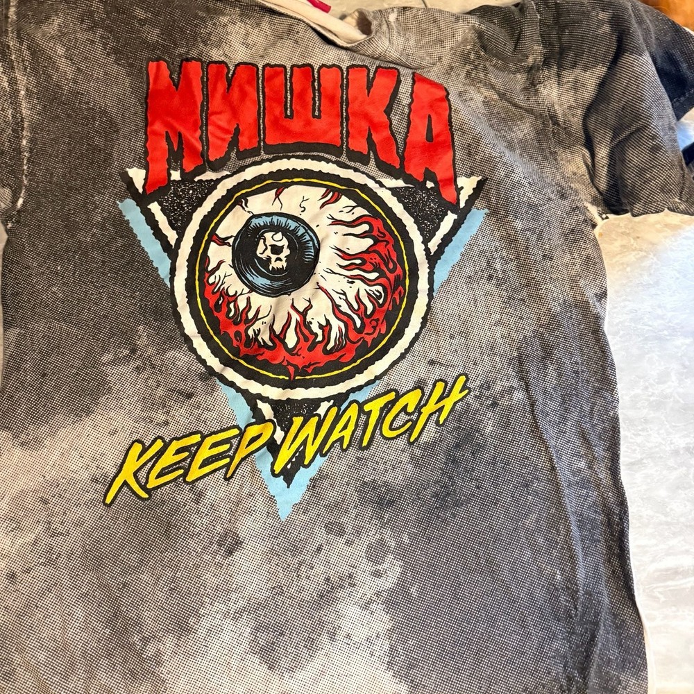 Mishka Keep Watch Eyeball Crystal Wash Grey T-Shirt