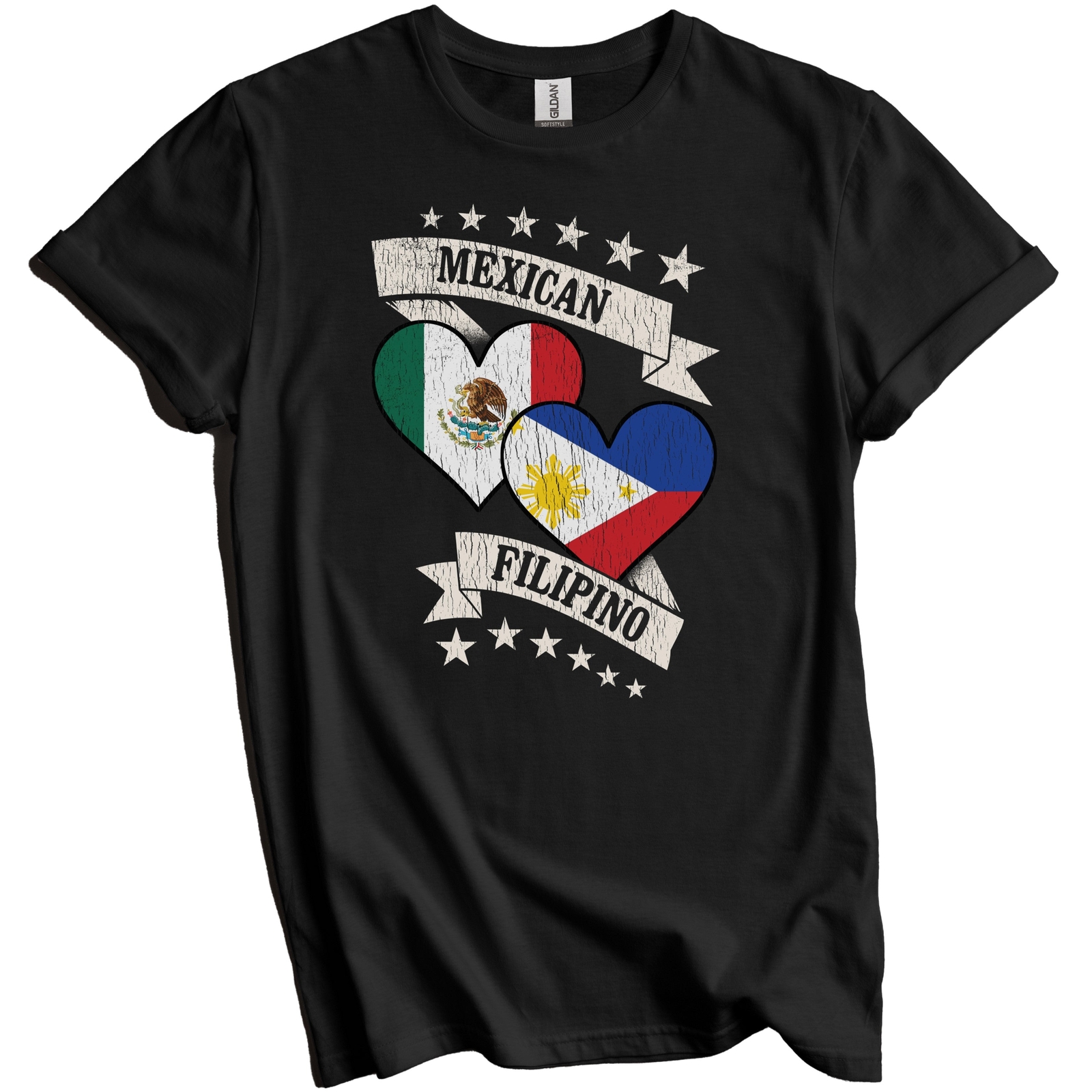 Mexican Filipino Heart Flags Mexico Philippines T-Shirt