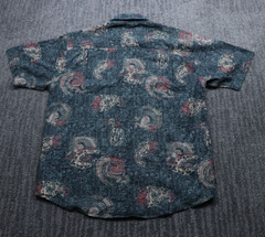 Portofino Silk Blend Short Sleeve Button Up Shirt Easy Care Geometric Men’s M