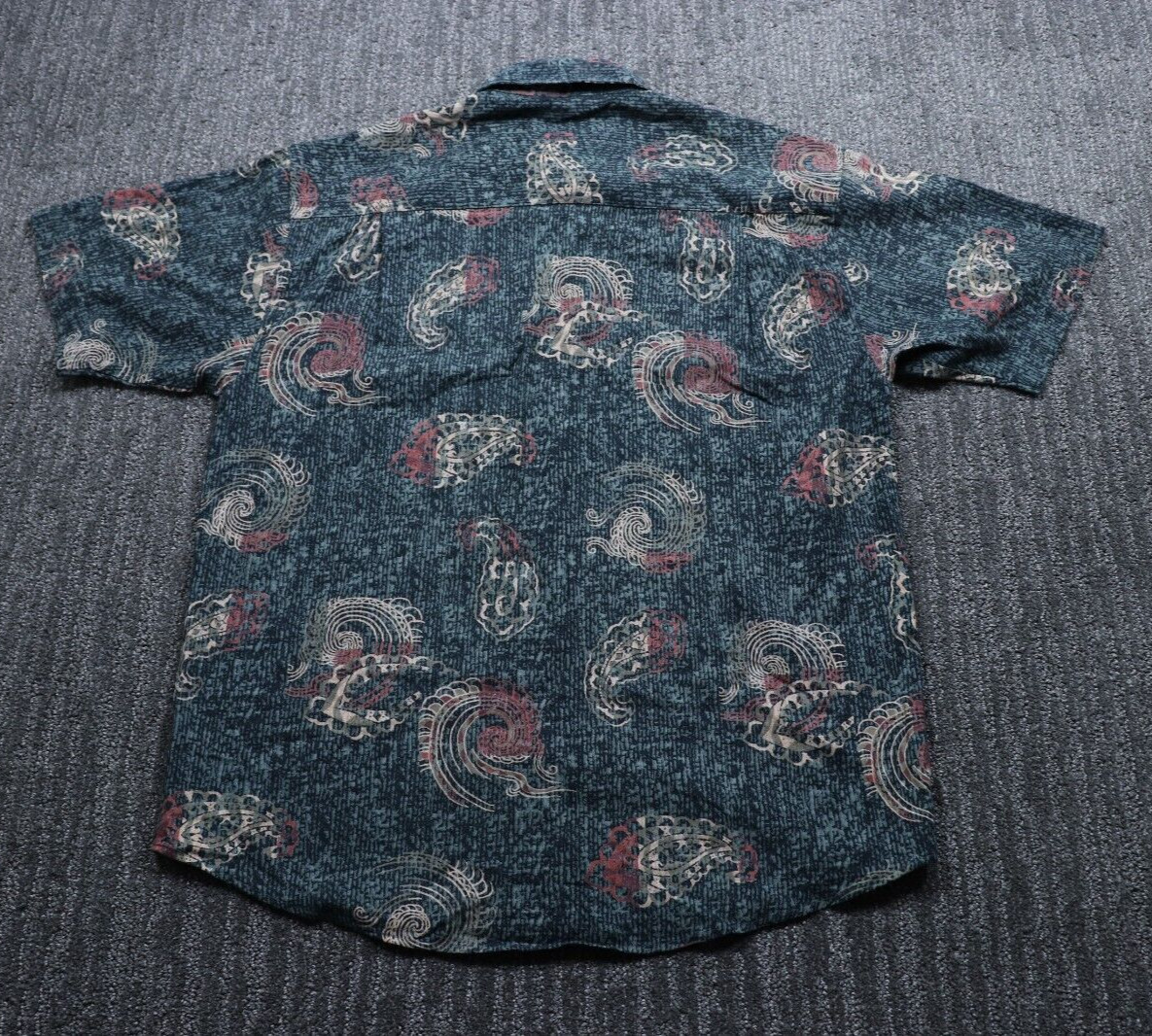 Portofino Silk Blend Short Sleeve Button Up Shirt Easy Care Geometric Men's M gallery