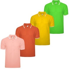 4 / 6 Pack Mens Polo Shirt Multipack Set Short Sleeve Pique Top Tipping T-Shirt