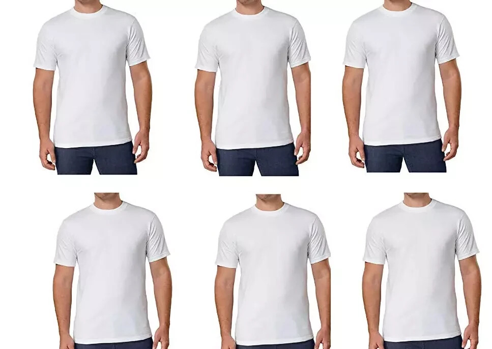 Kirkland Signature Men’s Crew Neck Tee, 6-pack Heavyweight Cotton White Black gallery