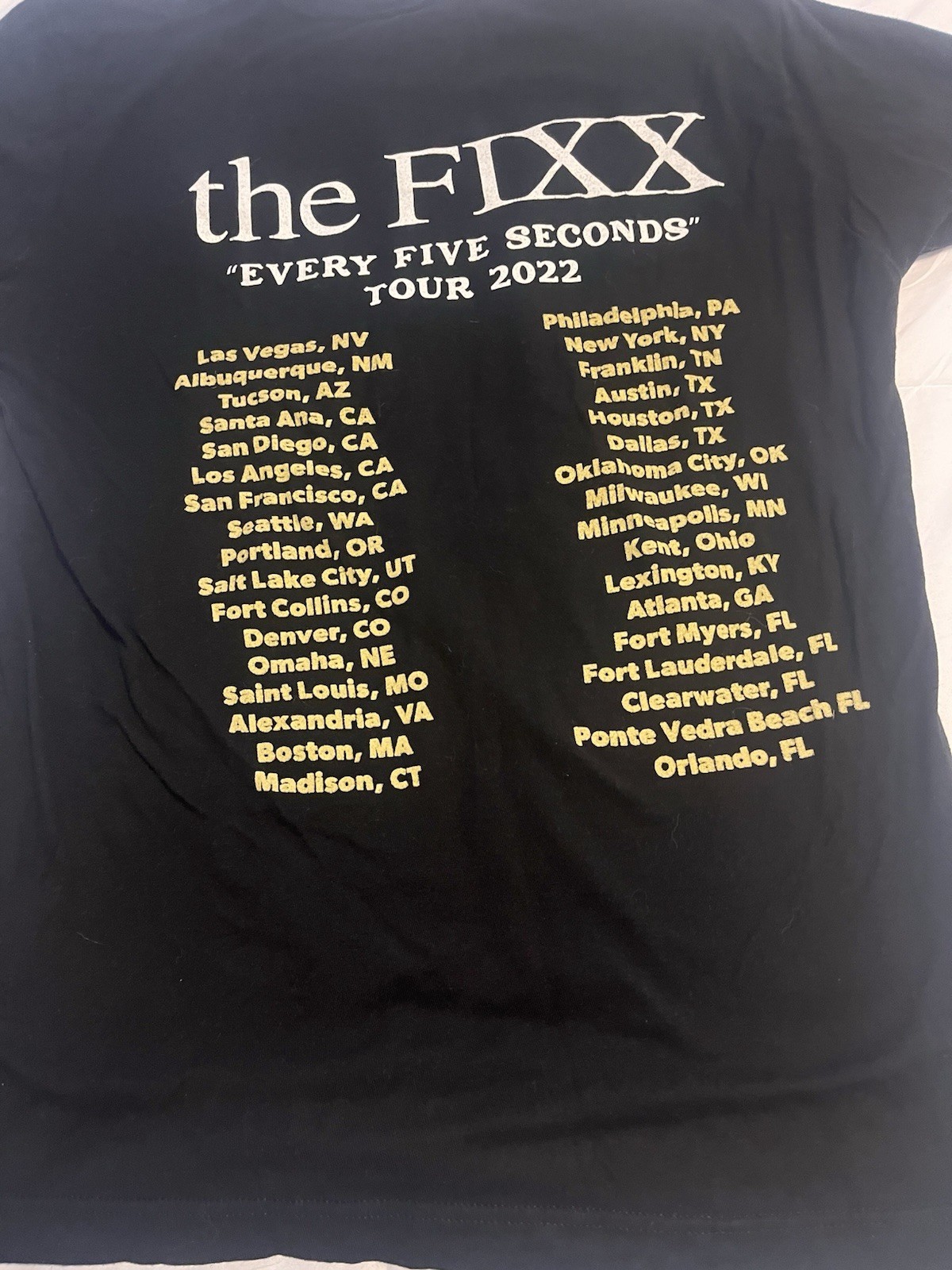The Fixx Every Five Seconds Tour 2022 Black Graphic Print Tee Mens M gallery