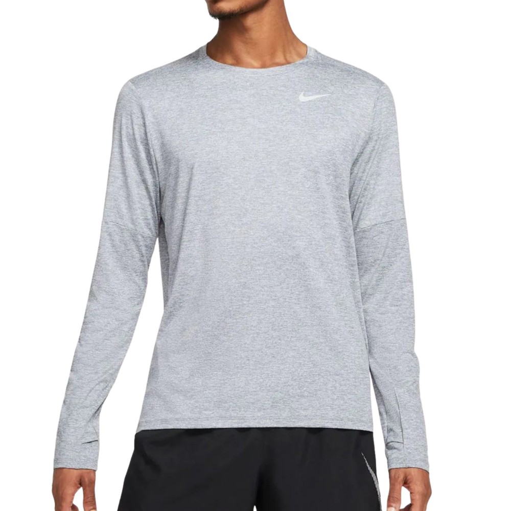 NIKE Dri-FIT Element Long Sleeve Running Shirt sz Large Heather Gray Reflective