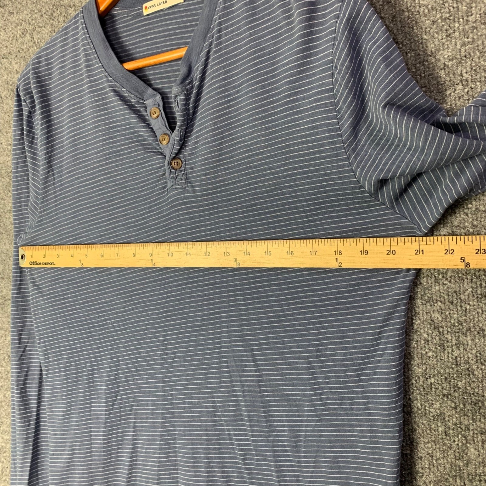 Marine Layer Henley Shirt Men Sz Medium Striped Long Sleeve Pullover gallery
