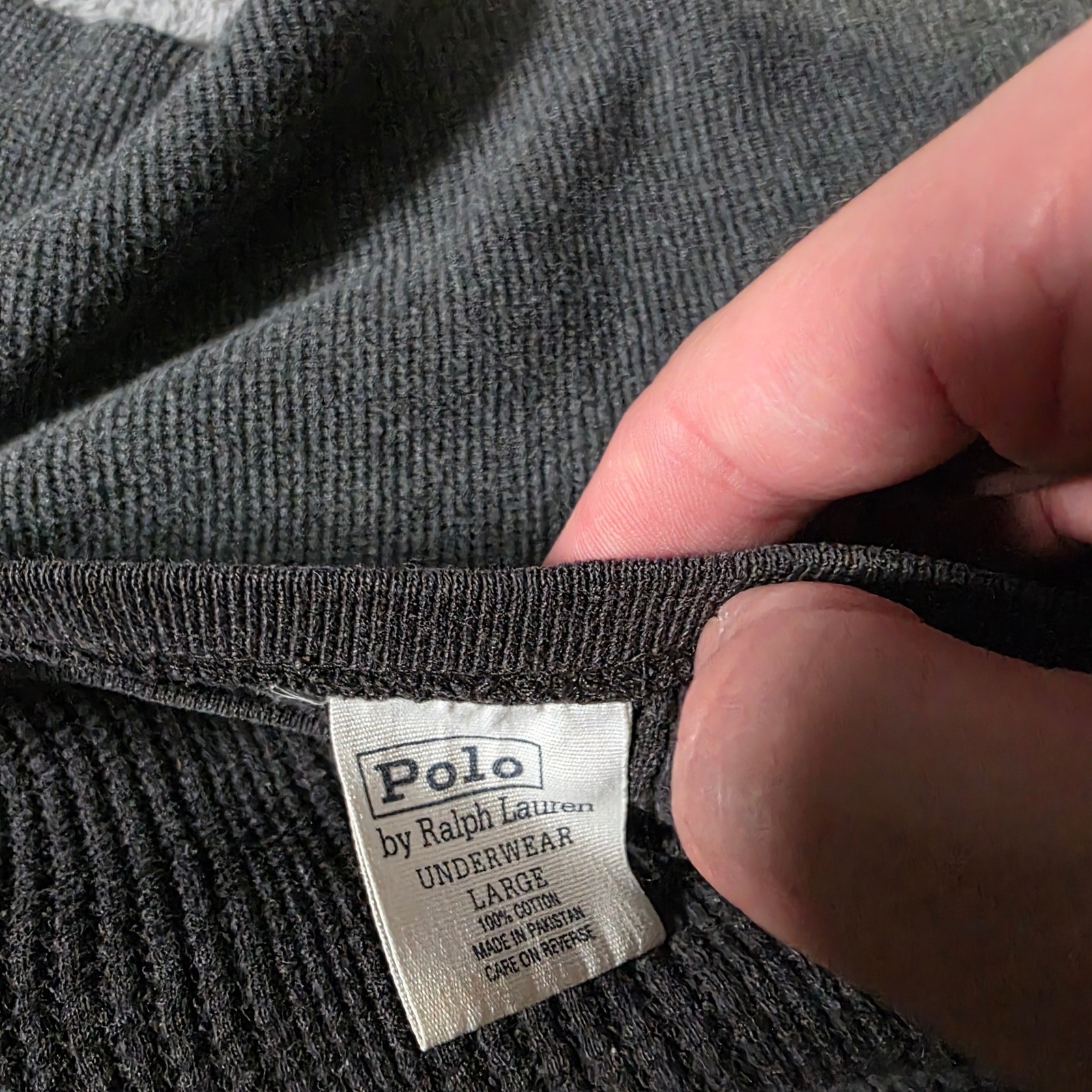 Polo Ralph Lauren Mens M/L Thermal Shirt Bundle Purple Gray Charcoal Waffle Knit gallery