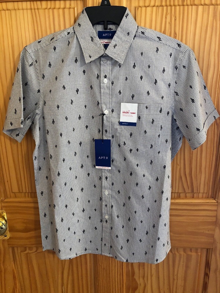 APT.9 MENS Button Up Shirt Black Small Cactus 🌵 Retail $40 (s-blk-14-23)