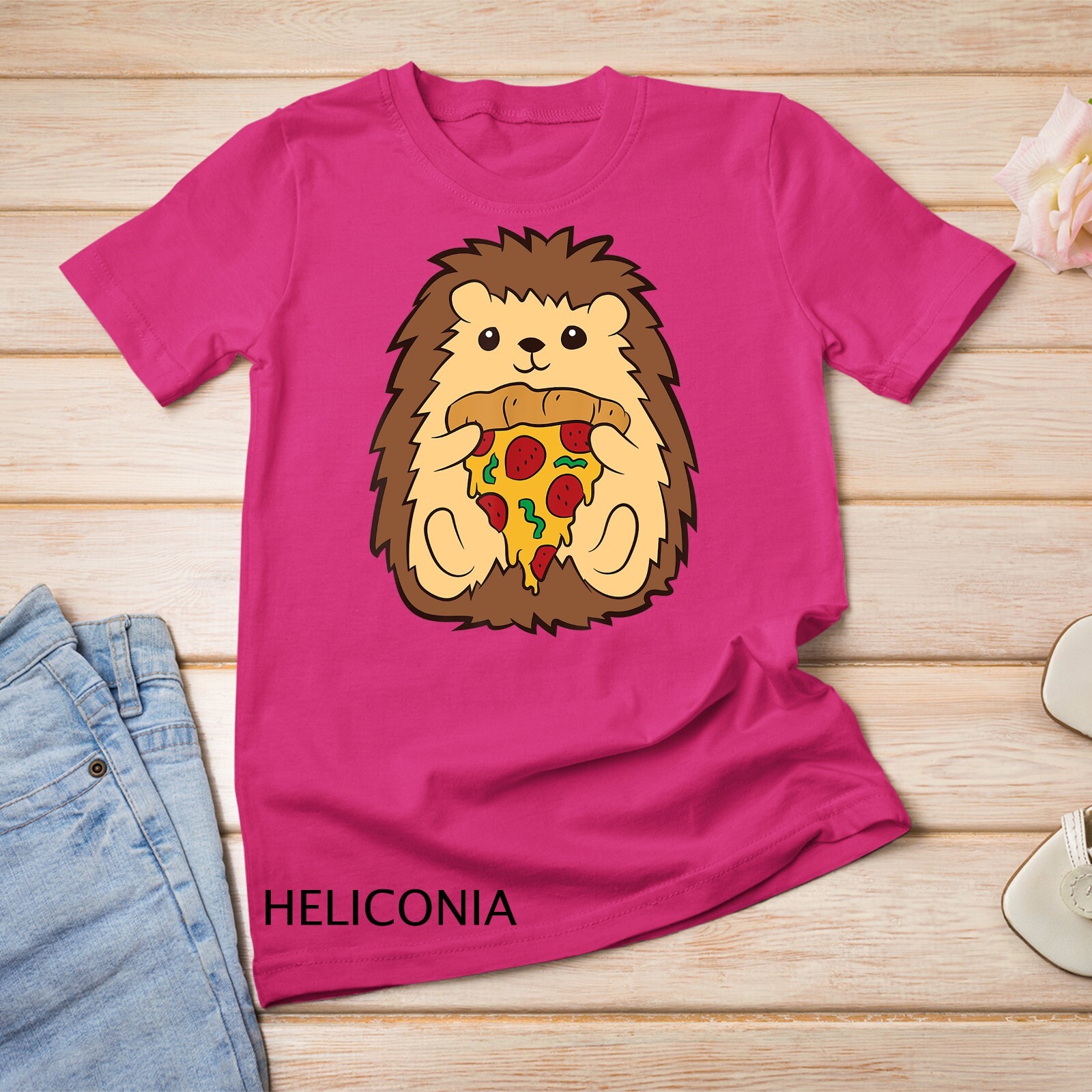 Cute Hedgehog Eating Pizza Kids Fast Food Pizza Lover Gift Unisex T-shirt gallery