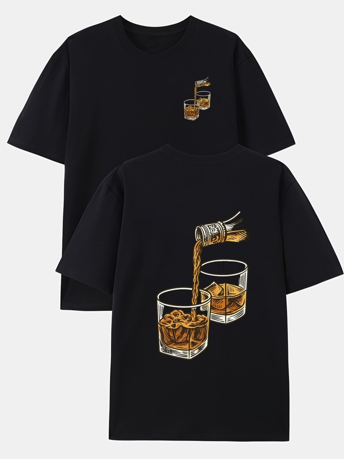 Whiskey and Spirits Double-sided Print Pattern Men's Fashion Trend T-shirt gallery