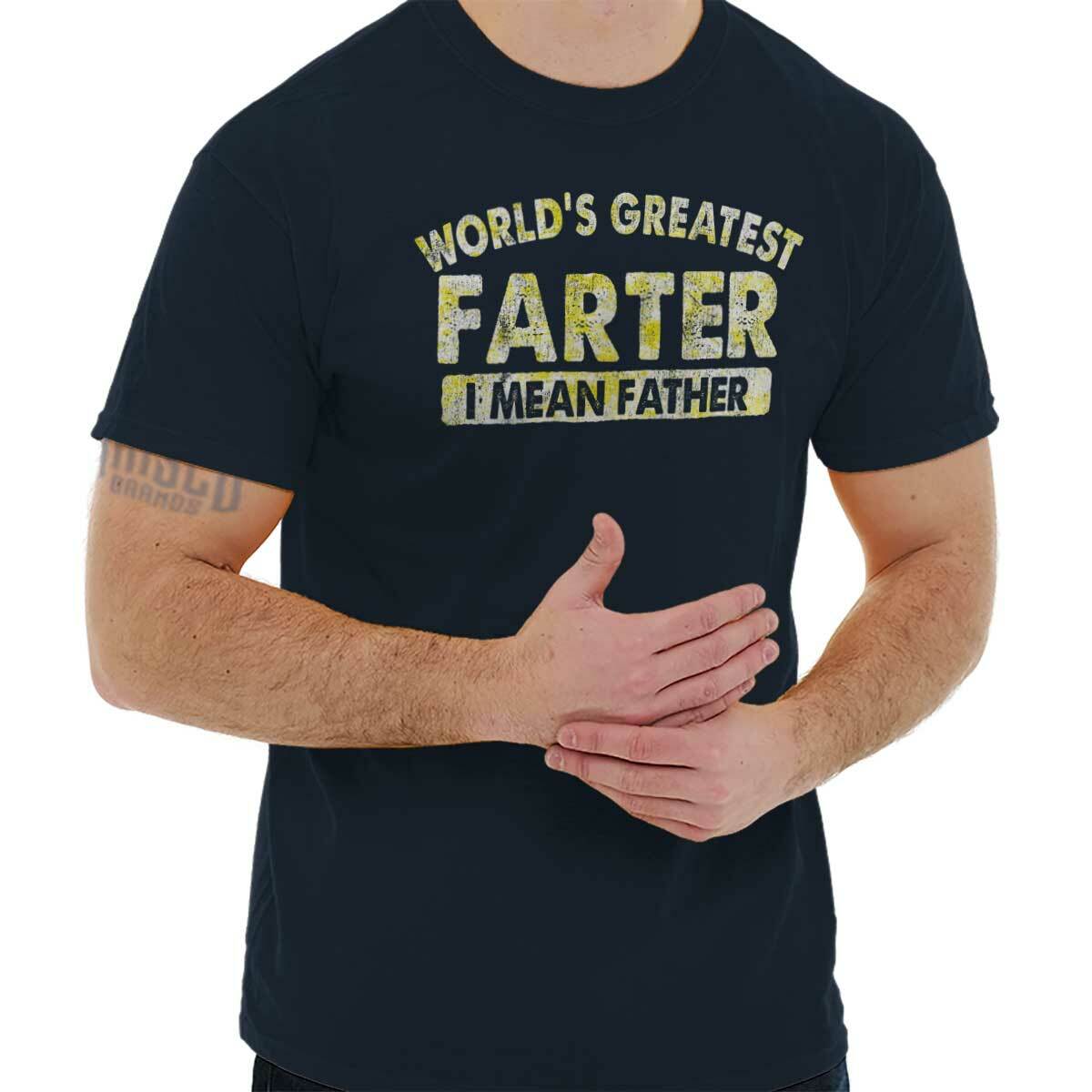 Funny Dad Worlds Best Farter I Mean Father Mens Casual Crewneck T Shirts Tees gallery