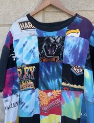 Vtg 90s Harley Davidson Motorcycles Patchwork T-shirt Mens OSFA