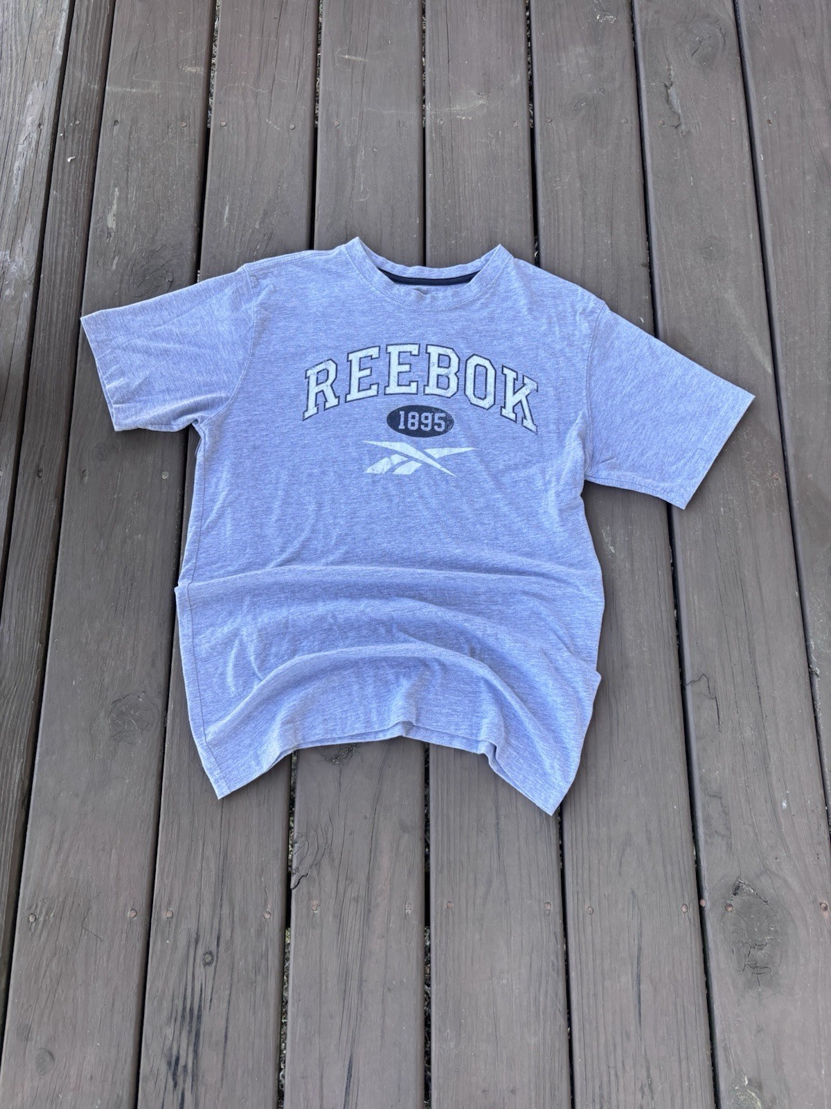 Vintage Reebok 1895 Heritage Logo T-Shirt Sportswear Grey Mens Small Y2K Retro gallery