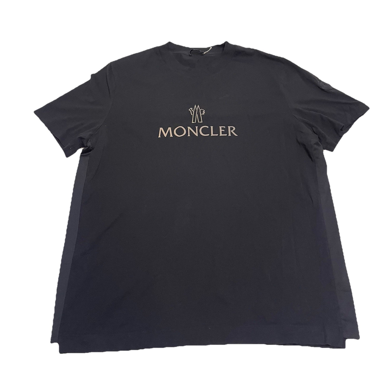 Mens XL MONCLER Maglia Maniche Corte Shirt Black Graphic Logo Cotton $595 Auth. gallery