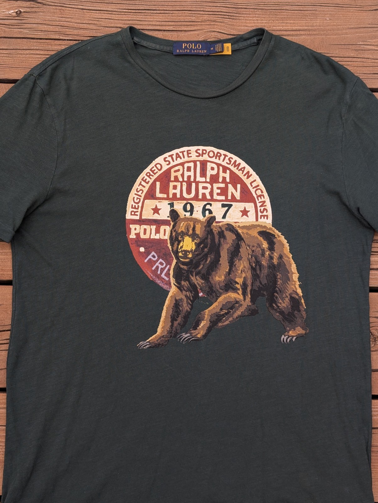 Polo Ralph Lauren State Sportsman License Grizzly Bear Tee Size M WORN ONCE gallery