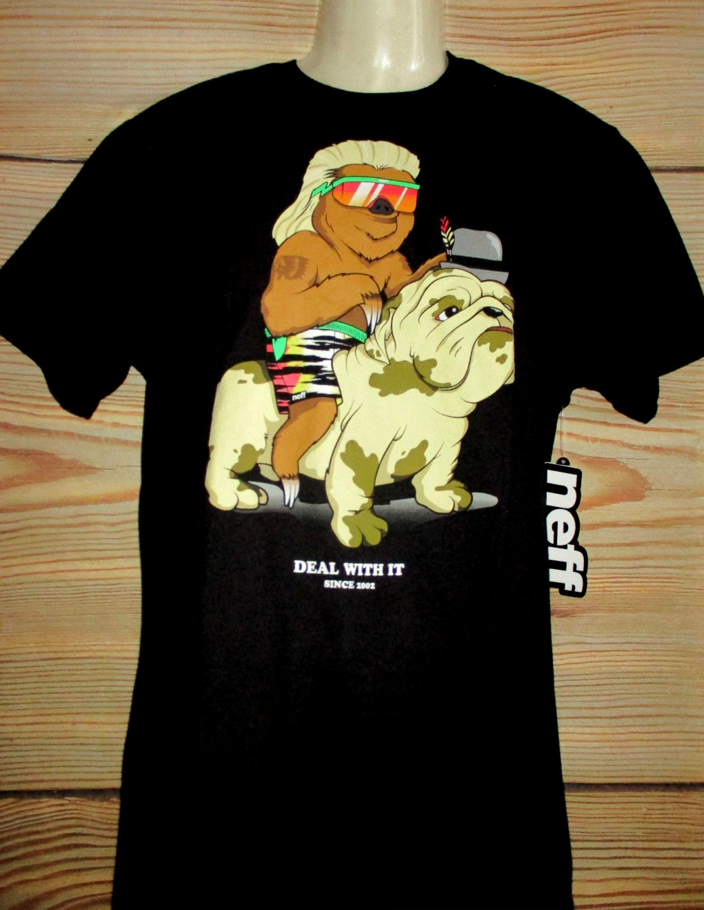 MENS NEFF DEAL WITH IT BLACK BULLDOG T-SHIRT SIZE M gallery