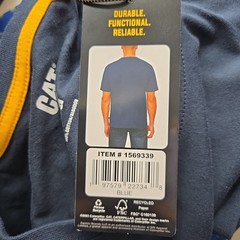 CAT Men’s Logo Workwear Relaxed Tee Blue Size L NWT – Machine Washable
