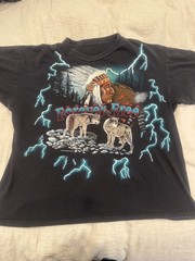Vintage USA Thunder Forever Free Wolf Lightning AOP T-Shirt Size Large