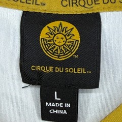Cirque Du Soleil Mens Large Grey Black Abstract Performance T-Shirt Yellow Trim