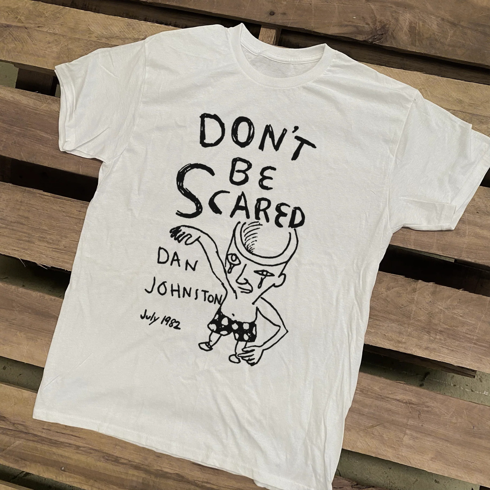 DANIEL JOHNSTON 'DONT BE SCARED' VINTAGE WHITE T-SHIRT EN602 gallery
