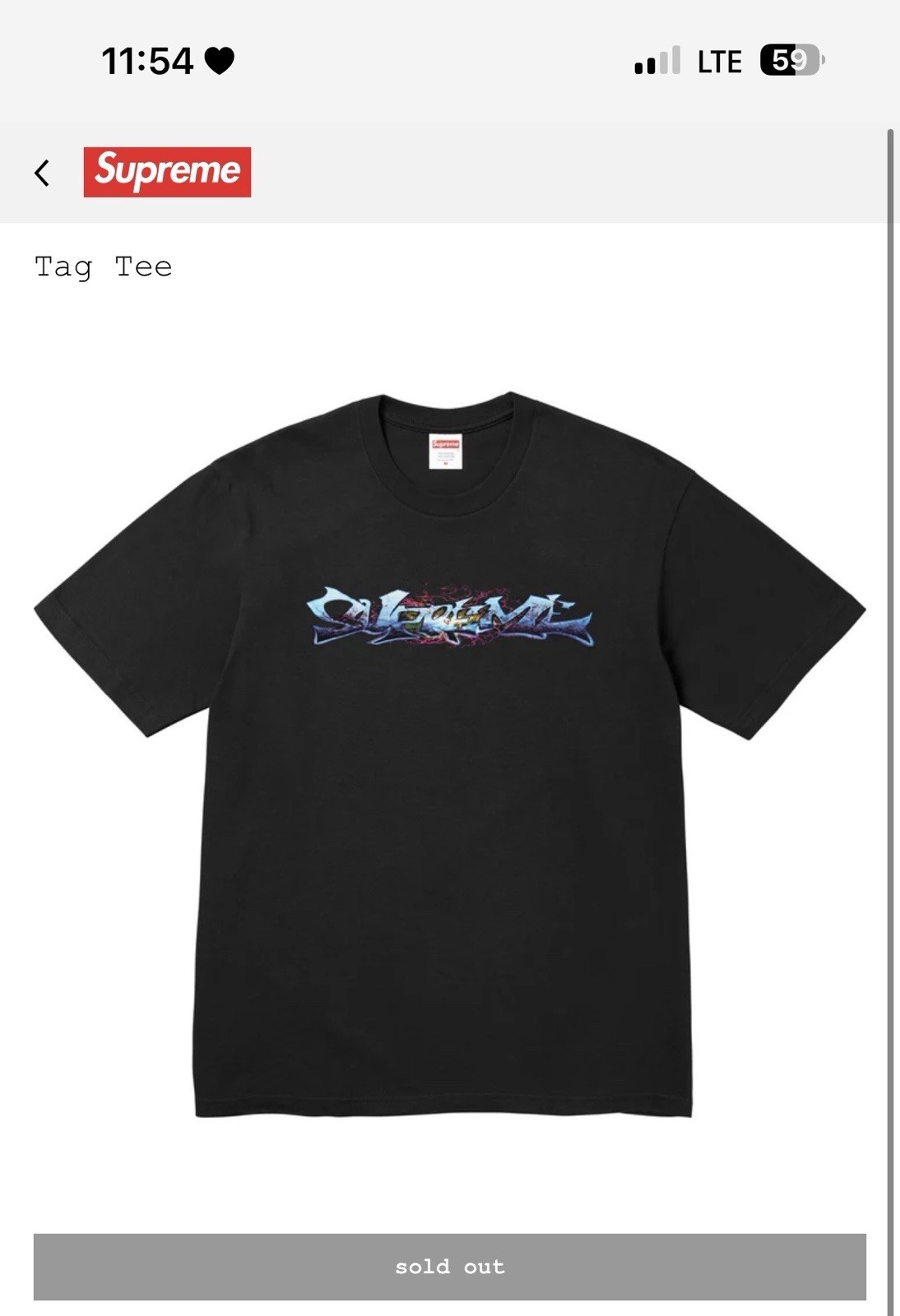 supreme tag tee sold out in bag gallery