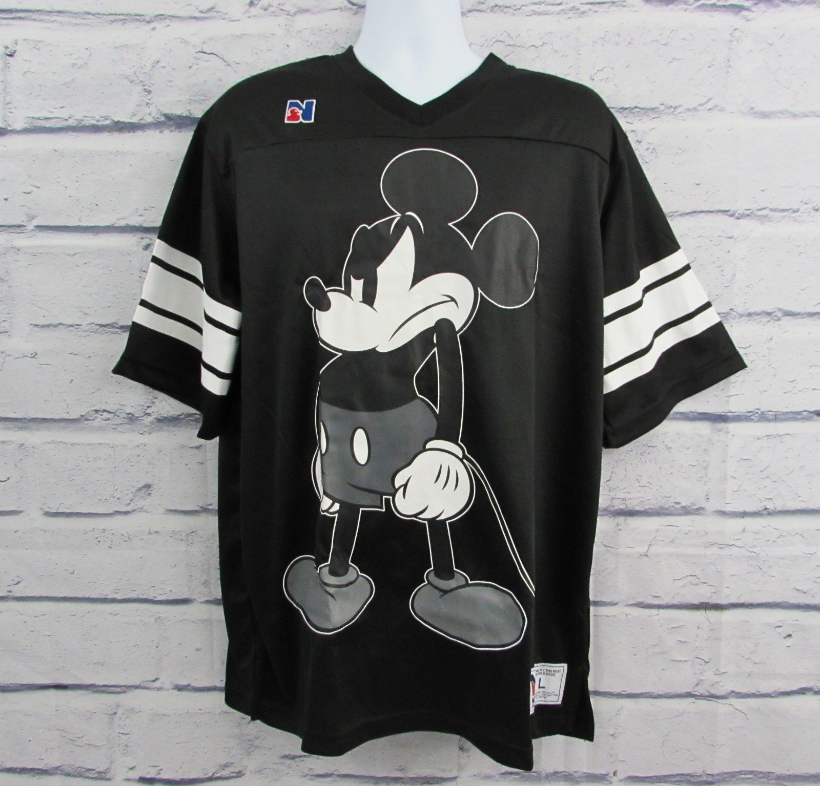 NEFF Disney Mickey Mouse Size L Football Jersey Black/White. NWT.
