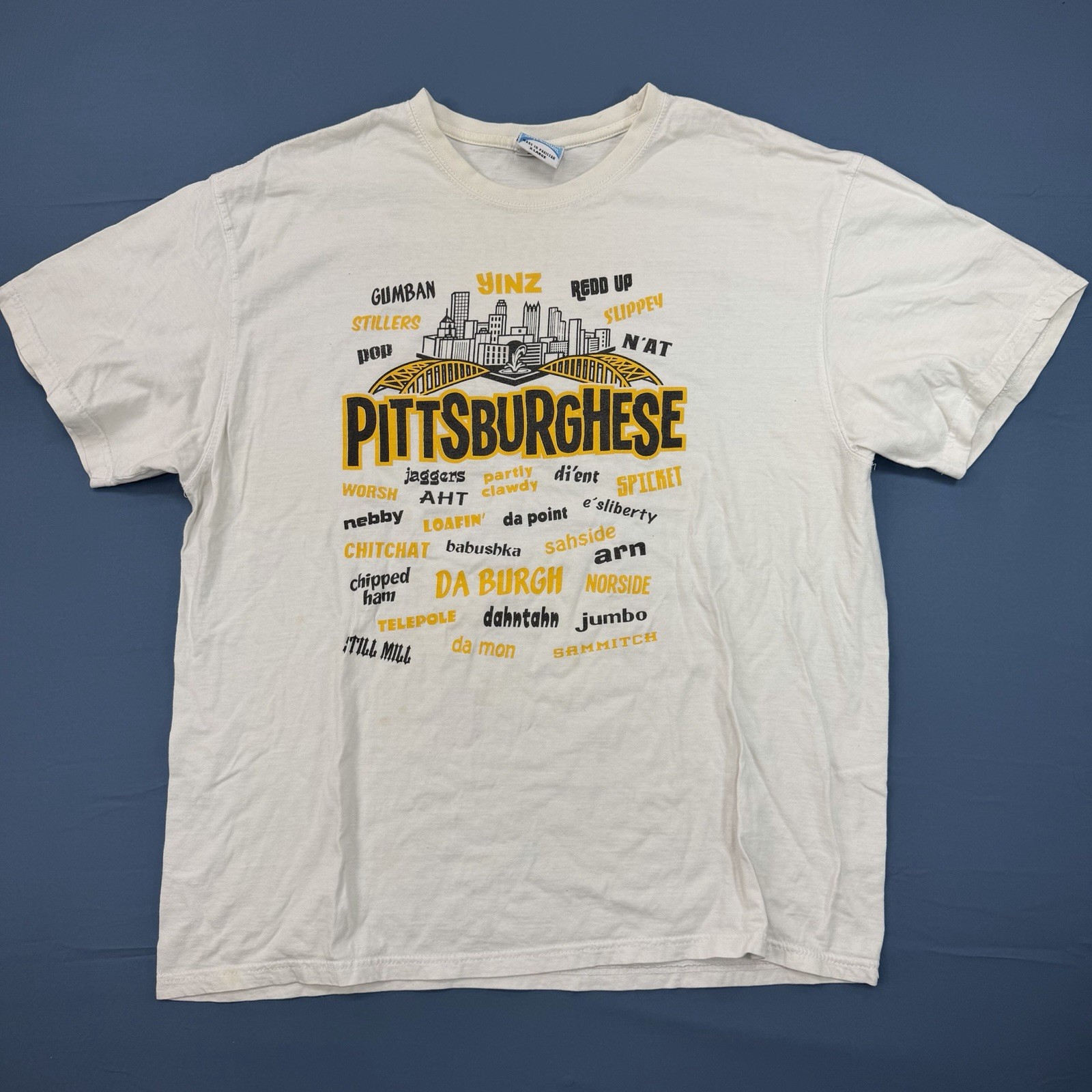 Vtg Pittsburgh Slang T-shirt Mens XL Pittsburghese Pixburgh Travel White Ads gallery