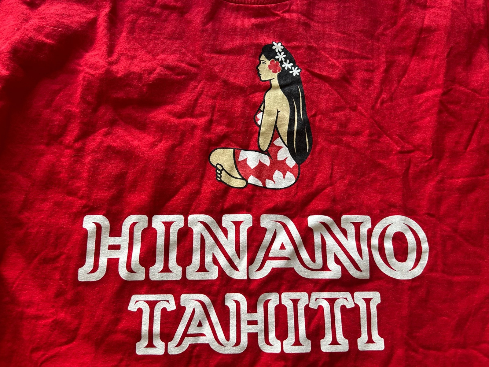 HINANO TAHITI TAHITIAN GIRL SIZE L RED SHORT SLEEVE T-SHIRT...SEE DESCRIPTION gallery