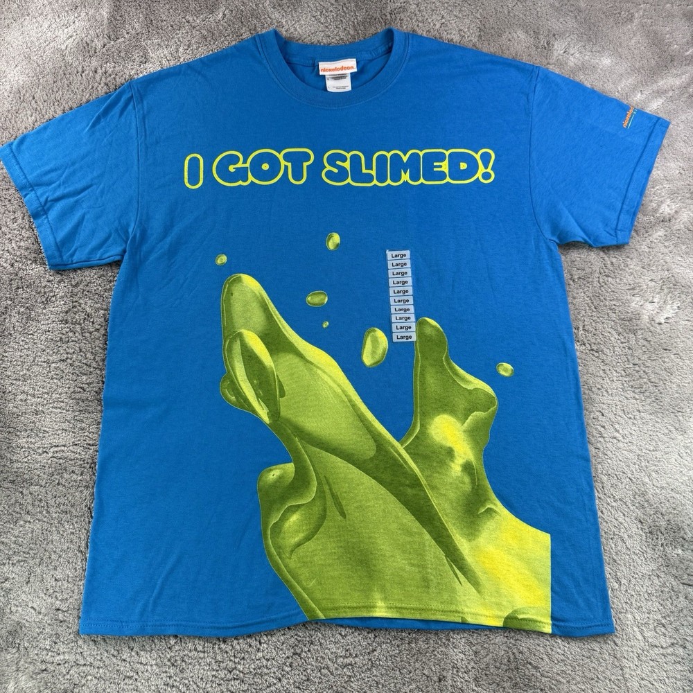 Nickelodeon Suites Resort ‘I Got Slimed’ T Shirt Blue Sz Large NWOT Gildan