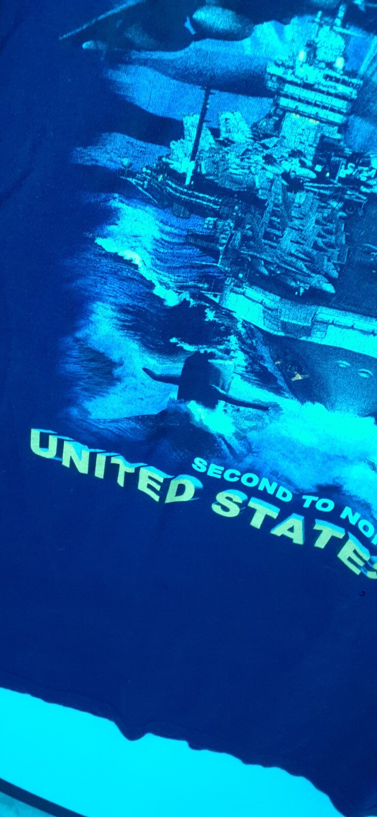US NAVY SLEEVELESS 4X TSHIRT NAVY BLUE GRAPHIC Second To None Rare SIZE 4XXXX gallery