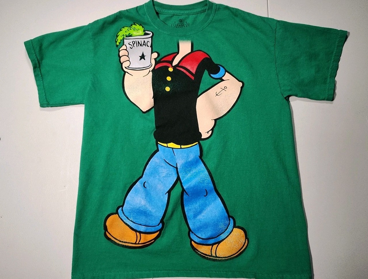 2000s Y2K 2010 Popeye Spinach Cartoon All Over Print Licensed T-Shirt M