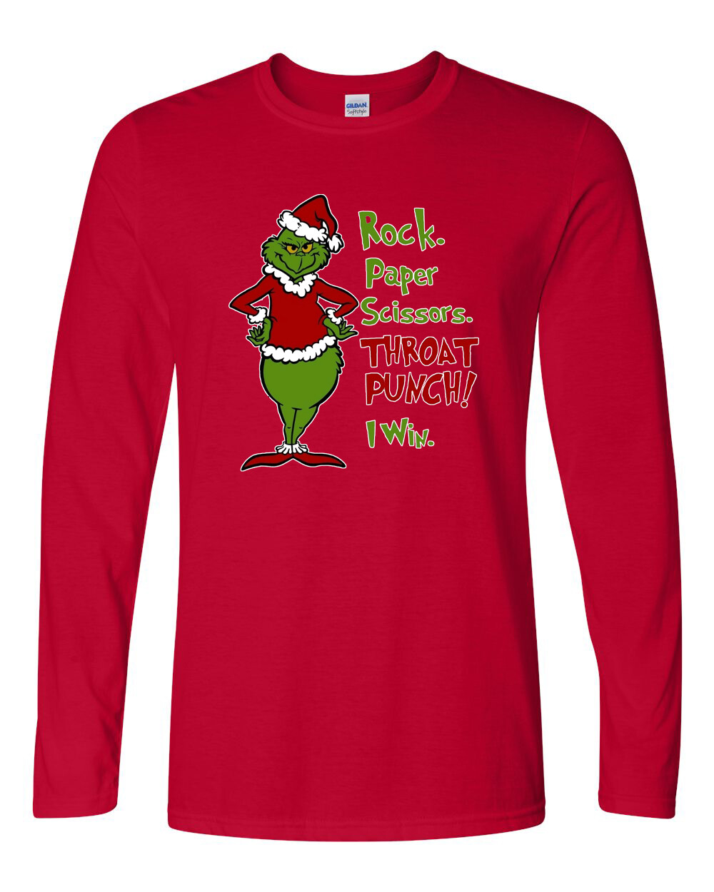 The Grinch - Rock, Paper, Scissors, Throat Punch, I Win! - Long Sleeve T-Shirt gallery