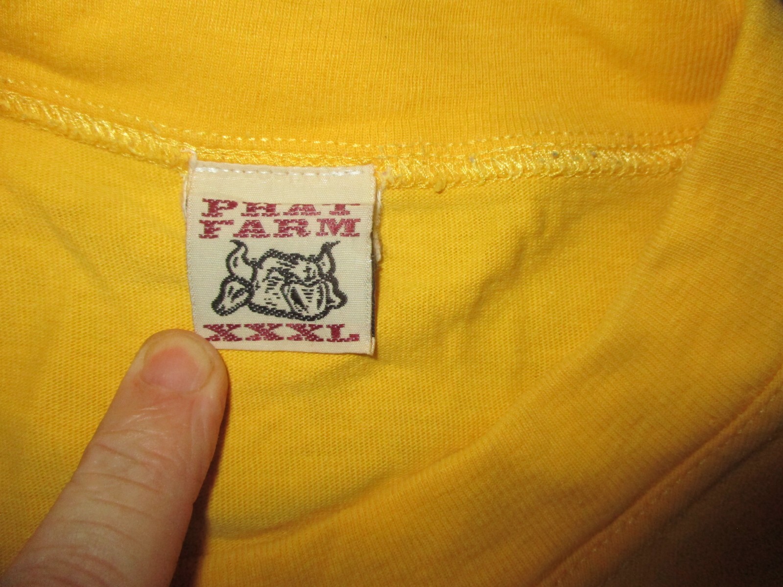 vtg 90s 00s PHAT FARM T SHIRT Long Sleeve Urban Streetwear Hip Hop Yellow 3XL gallery
