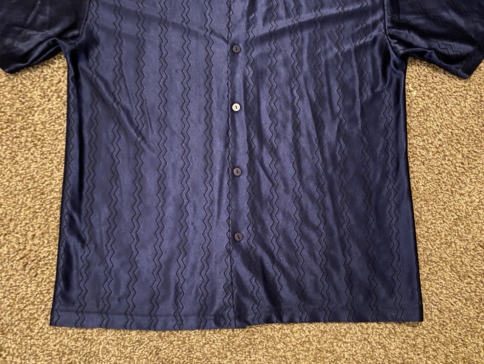 Vintage Pop Icon Shirt Mens L Blue Button Up Cyber Goth Rave Y2K Made in USA gallery