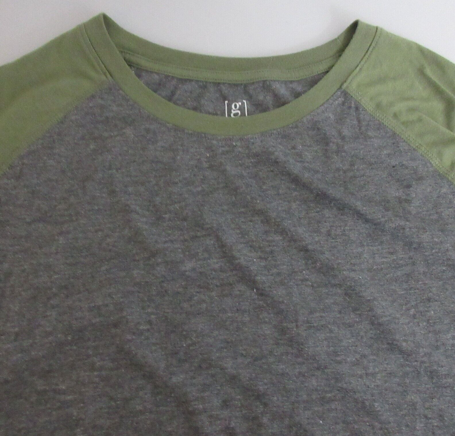 George T-Shirt Mens 3XL (54-56) Crew Neck Baseball Long Sleeve Gray Green Tee gallery