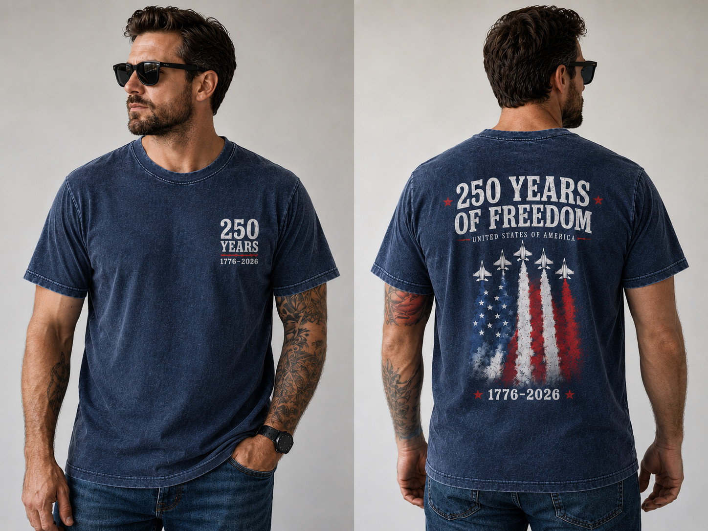 1776 2026 USA Freedom Washed T-Shirt Patriotic Graphic Tee for Men Size S-3XL gallery