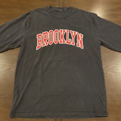 Brandy Melville John Galt Brooklyn Oversized Tee Large – Black & Red Sewn On