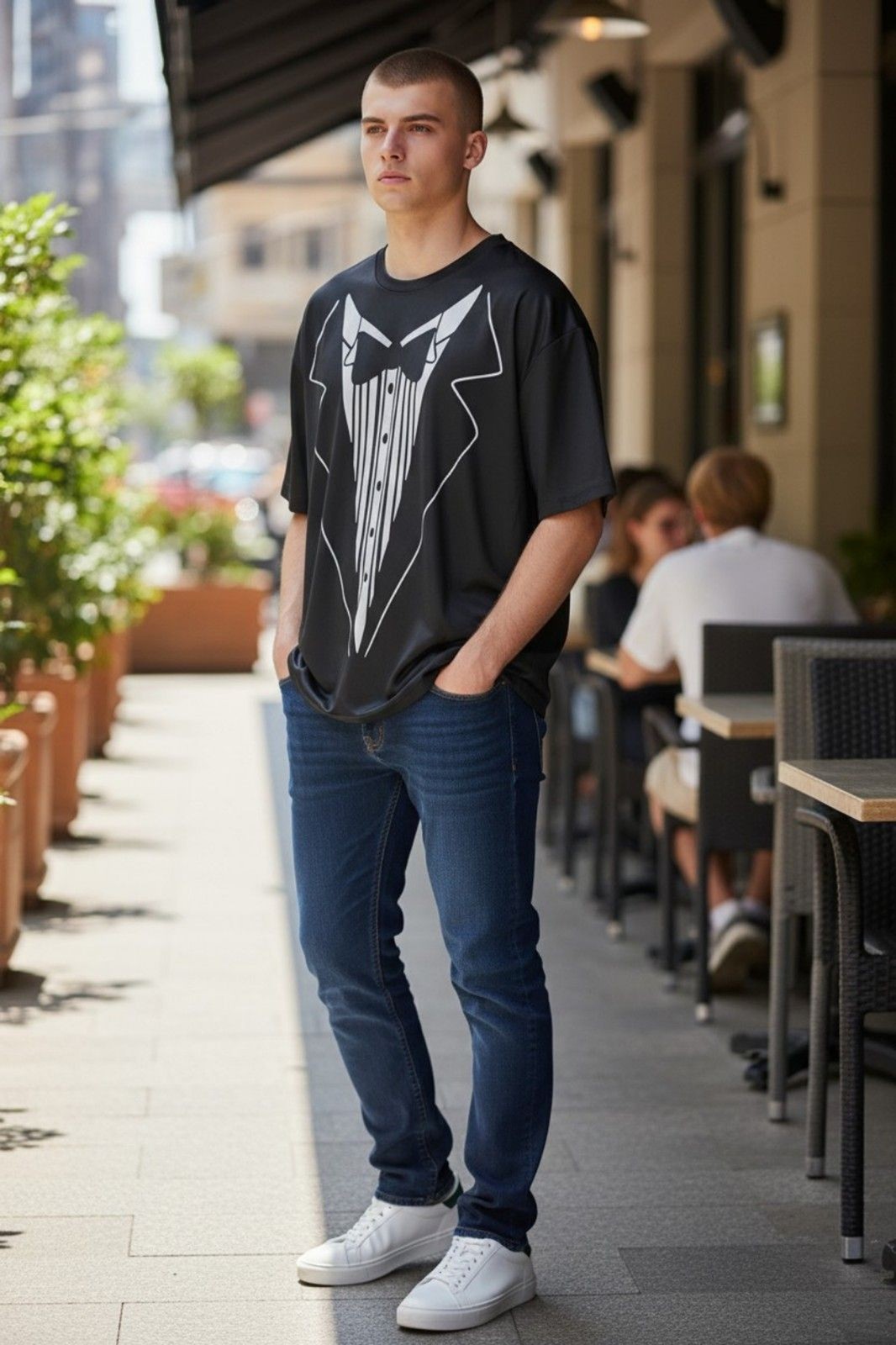 Funny Tuxedo Graphic Tee, Black Novelty T Shirt, Formal Costume Shirt gallery