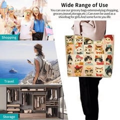 Large Zipper Cat Tote Bag Reusable Travel Work Shopping Purse Shoulder Handbag