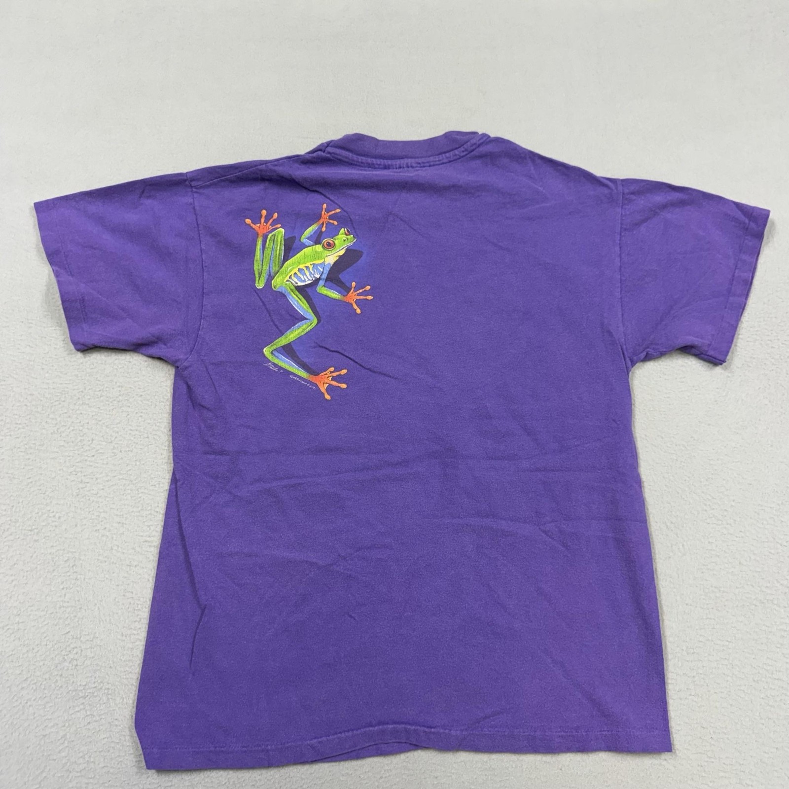 Vintage Frog Shirt Mens Medium Purple Graphic Double Sided 90s USA wildlife gallery